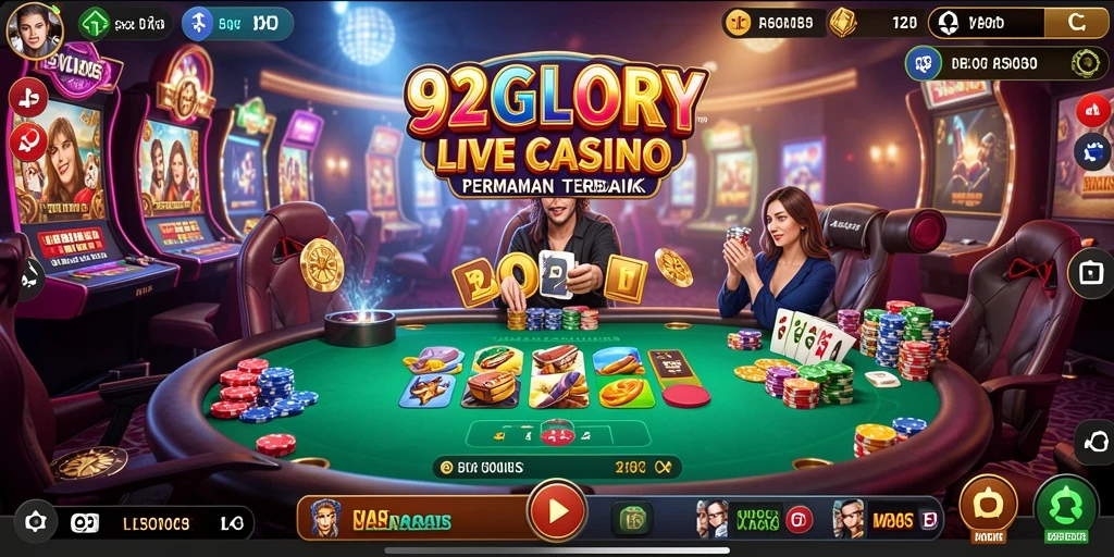 Tampilan menarik dari gameplay Live Casino di 92GLORY.