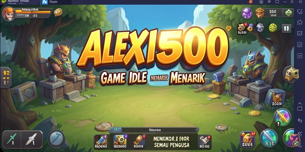 Tampilan gameplay ALEXIS500 yang menarik dan penuh warna.