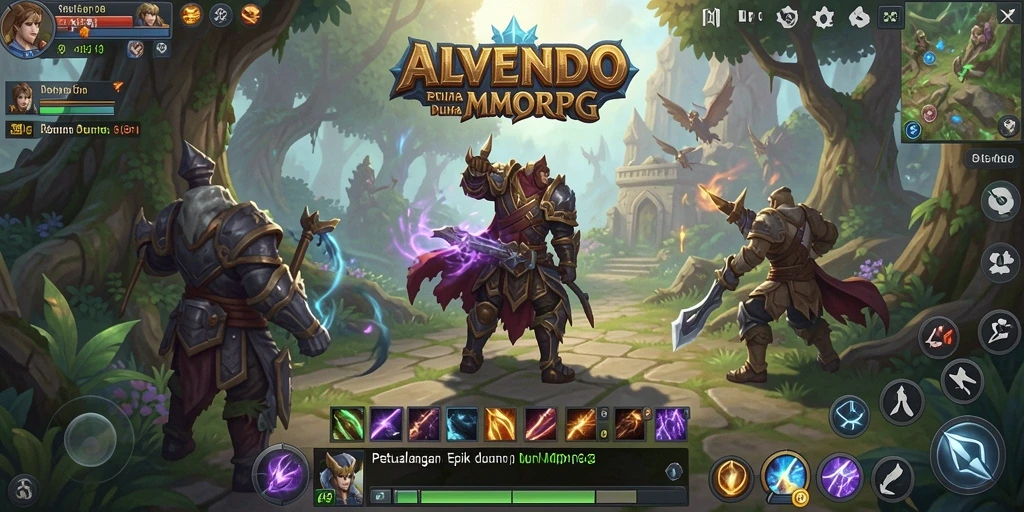 Screenshot gameplay ALVENDO menampilkan dunia fantasi yang menakjubkan.