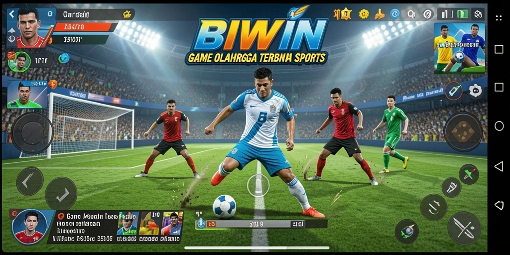 Screenshot gameplay BIWIN dengan aksi olahraga yang intens.