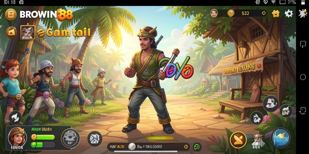 Tampilan gameplay BROWIN88 yang mengasyikkan dan ceria.