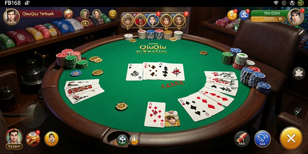Screenshot gameplay FB168 menampilkan momen seru permainan QiuQiu.
