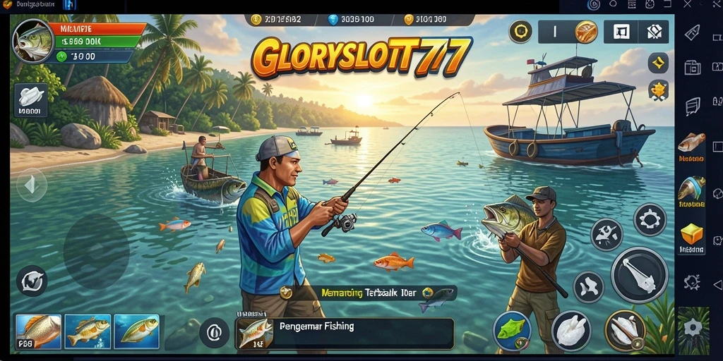 Tampilan gameplay <strong>GLORYSLOT777</strong> yang mengasyikkan dengan berbagai jenis ikan untuk ditangkap.
