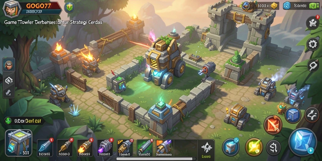 Tangkapan layar GOGO77 menampilkan pertempuran seru di mode Tower Defense.