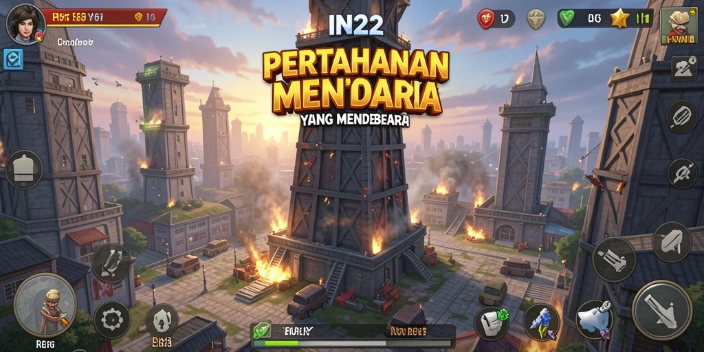 Tampilan gameplay menarik dari IN22 dalam aksi Tower Defense.