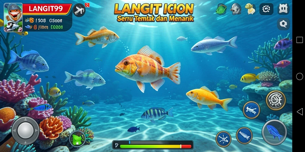 Tampilan gameplay seru LANGIT99 dalam menembak ikan.