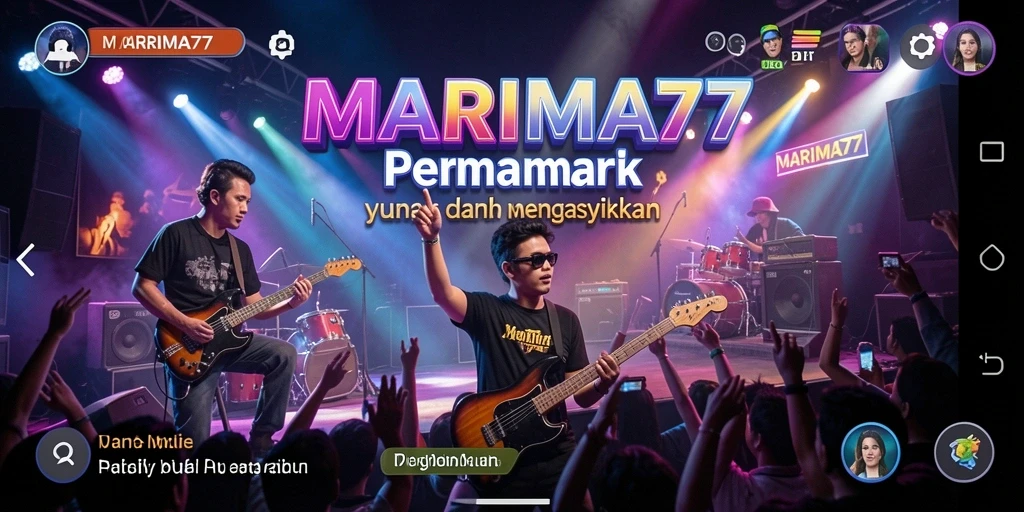 Screenshot menunjukkan gameplay seru di MARIMA77 dengan fitur musik interaktif.