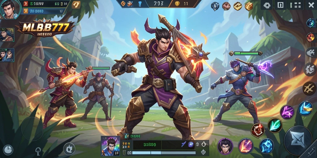 Screenshot menampilkan aksi intens dalam pertandingan olahraga MLBB777.