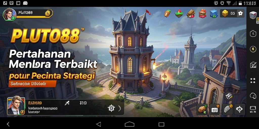 Tampilan gameplay Tower Defense yang seru dan menegangkan dalam PLUTO88.