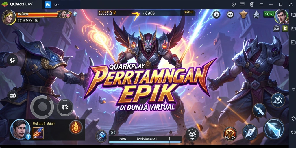 Tangkapan layar menunjukkan aksi pertarungan seru dalam QUARKPLAY.