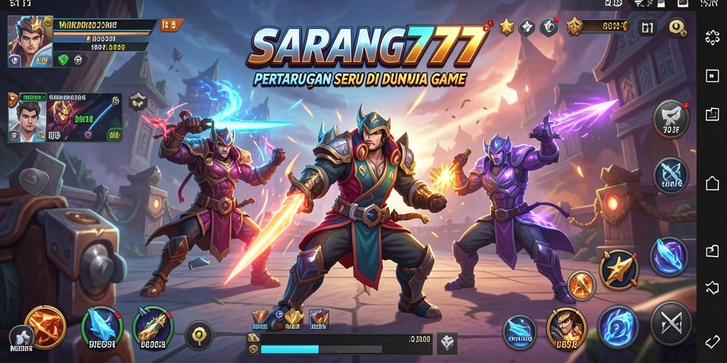 Tampilan gameplay mendebarkan dalam SARANG777 saat pertarungan berlangsung.