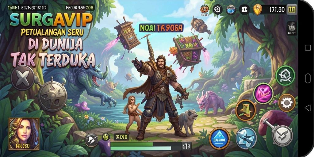 Tangkapan layar dari gameplay seru SURGAVIP yang menunjukkan eksplorasi petualangan.